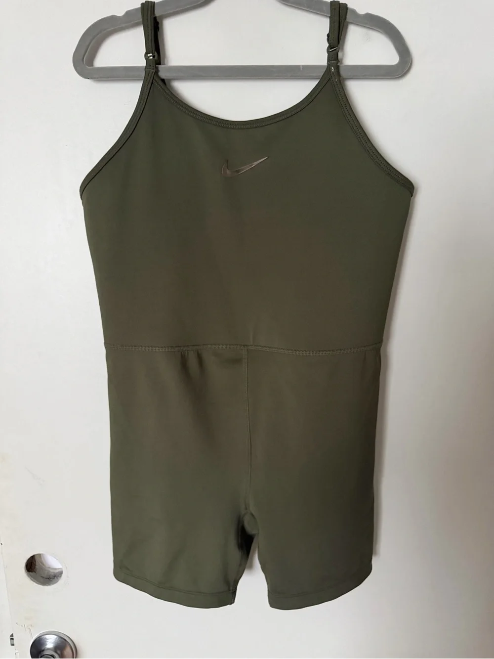 Nike Olive Green Girls' Athletic Romper with Spaghetti Straps